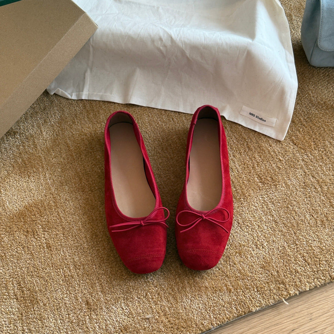 Damen Ballerinas aus weichem Wildleder mit modischem Schleifendetail Drune