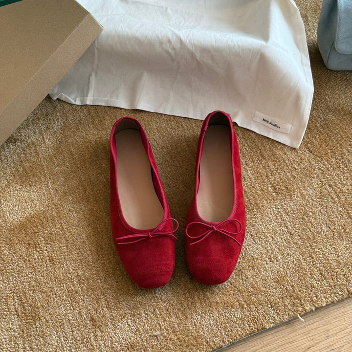 Damen Ballerinas aus weichem Wildleder mit modischem Schleifendetail Drune