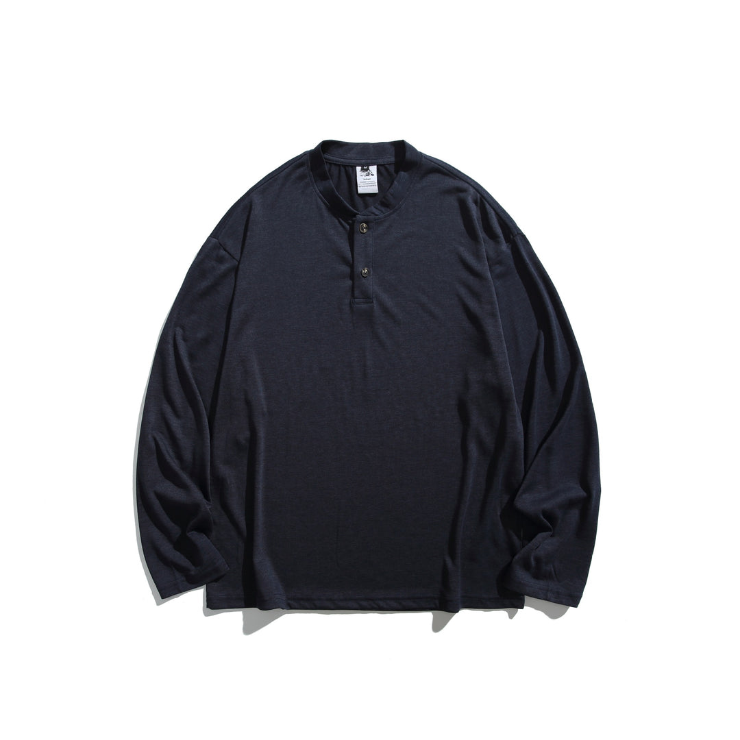 Unisex Langärmeliges Henleyshirt mit kurzer Knopfleiste und relaxed Fit Drune