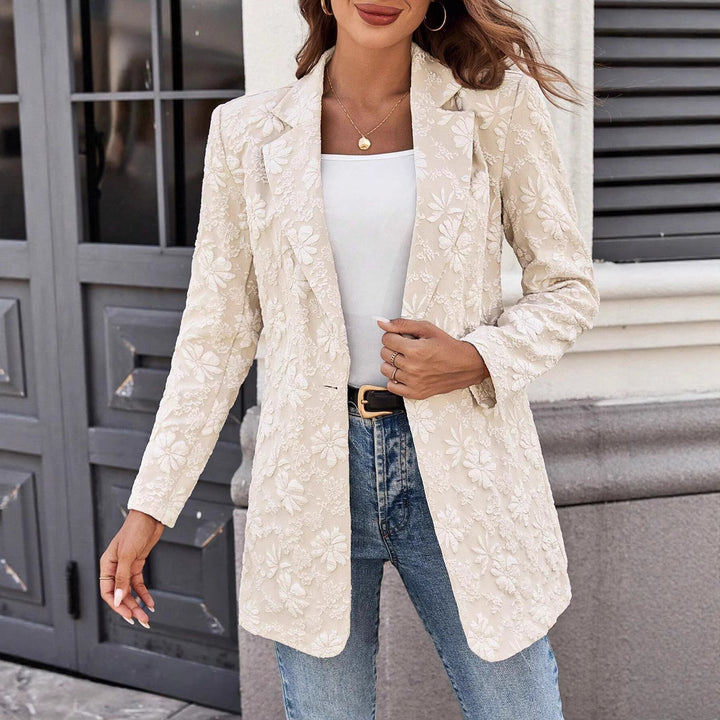 Damen Elegante Blazerjacke mit floralem Stickdesign Drune