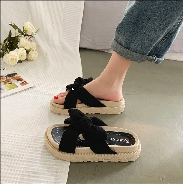 Damen luftige Sandalen mit dekorativem Schleifen-Design Drune