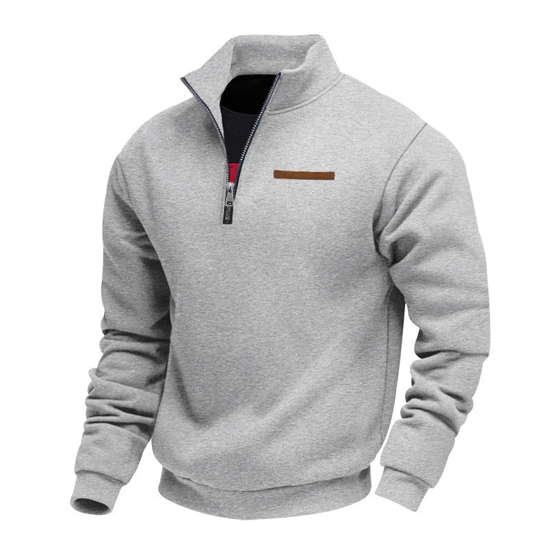 Herren nan Halbzip-Sweatshirt aus schwerem Fleece mit Stehkragen und verdeckter Brusttasche Drune