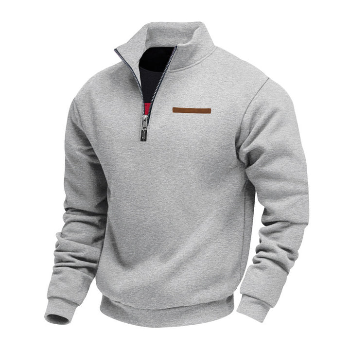 Herren nan Halbzip-Sweatshirt aus schwerem Fleece mit Stehkragen und verdeckter Brusttasche Drune