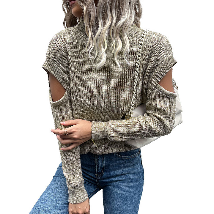 Damen Grobstrickpullover mit Cut-Out-Schultern und kurzem Saum Drune
