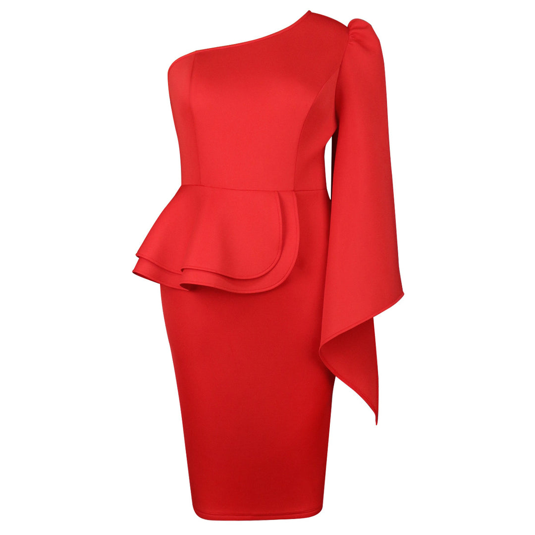 Damen Elegantes Abendkleid mit asymmetrischem Design und Volant Drune