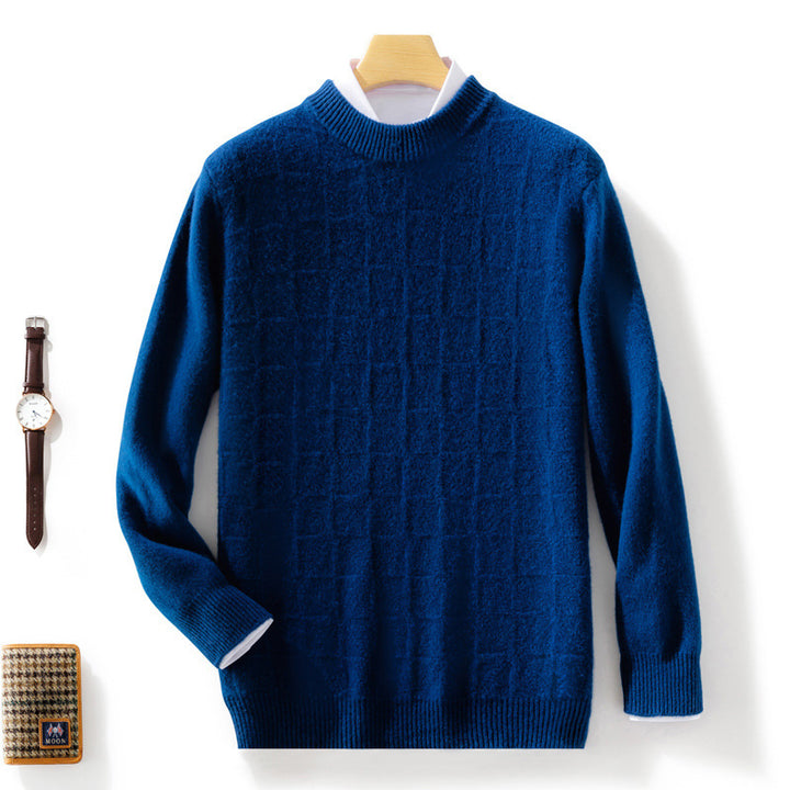 Herren Feiner Rollkragenpullover mit dezenter Quadratstruktur aus Kaschmir‑Mix Drune