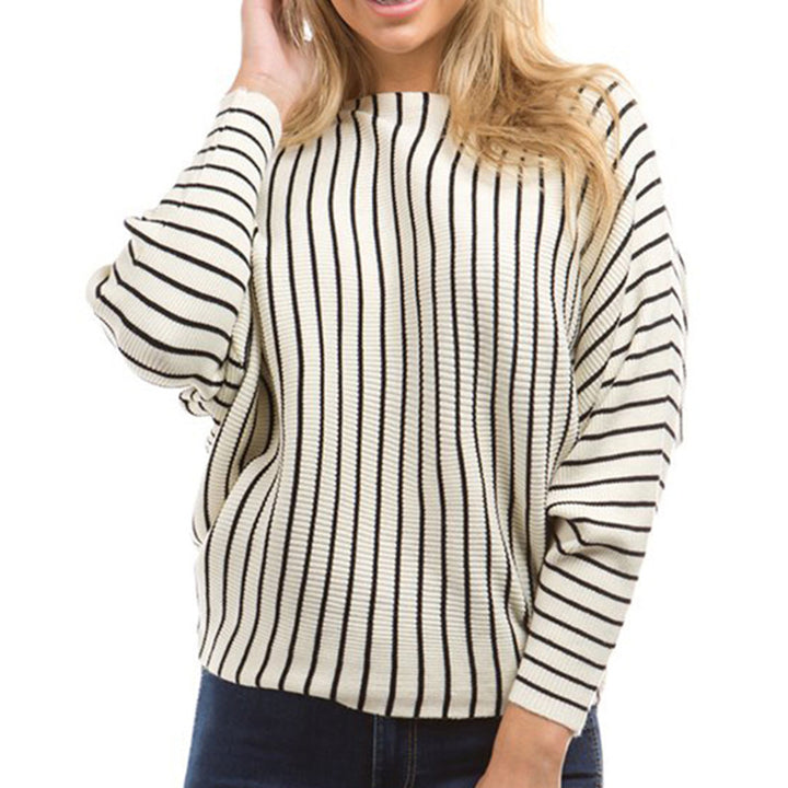 Damen Übergrößen Strickpullover mit modernem Streifenmuster und lässigem Schnitt Drune