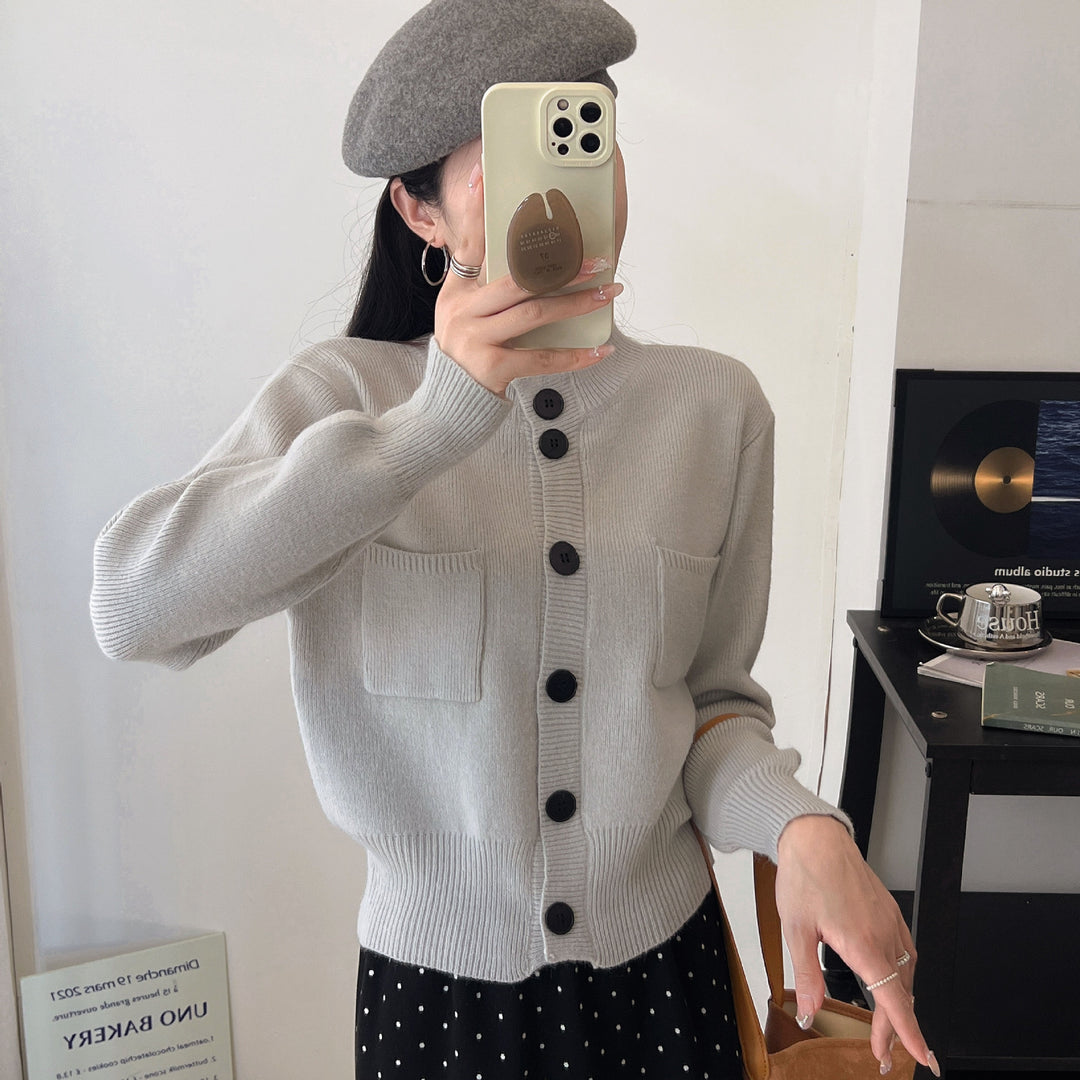 Damen Strickjacke mit praktischen Taschen und Knopfverschluss Drune
