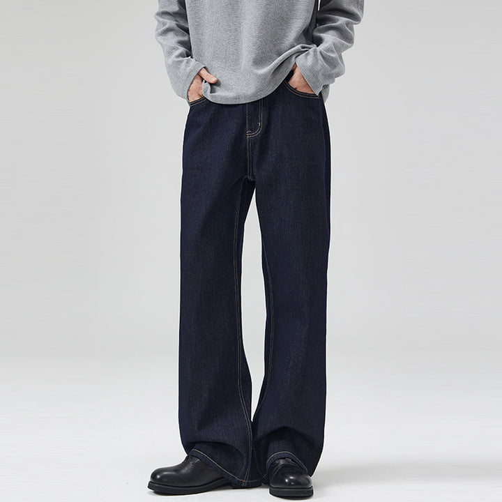 Damen Weite gefütterte Denim-Palazzo-Jeans mit mittelhohem Bund Drune
