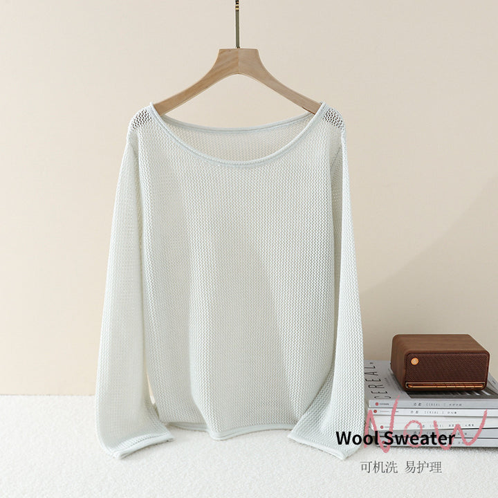 Damen Lockerer Feinstrick-Pullover mit U-Boot-Ausschnitt und Waffelstruktur Drune