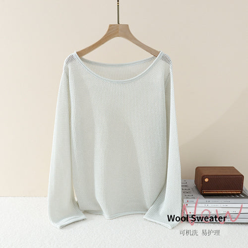 Damen Lockerer Feinstrick-Pullover mit U-Boot-Ausschnitt und Waffelstruktur Drune