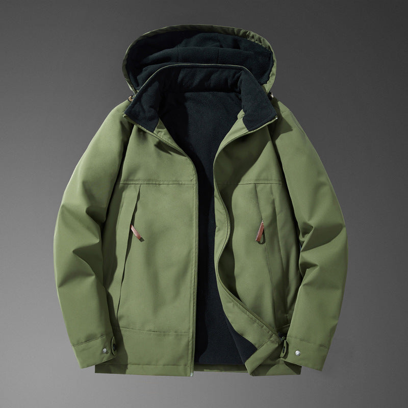 Herren Softshell-Übergangsjacke mit wärmendem Fleece-Innenfutter und Kapuze Drune