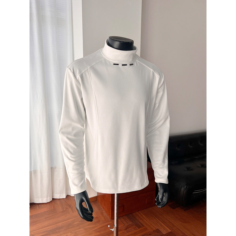 Herren Rollkragen-Feinstrickshirt mit Metallnieten am Kragen und schmaler Silhouette Drune