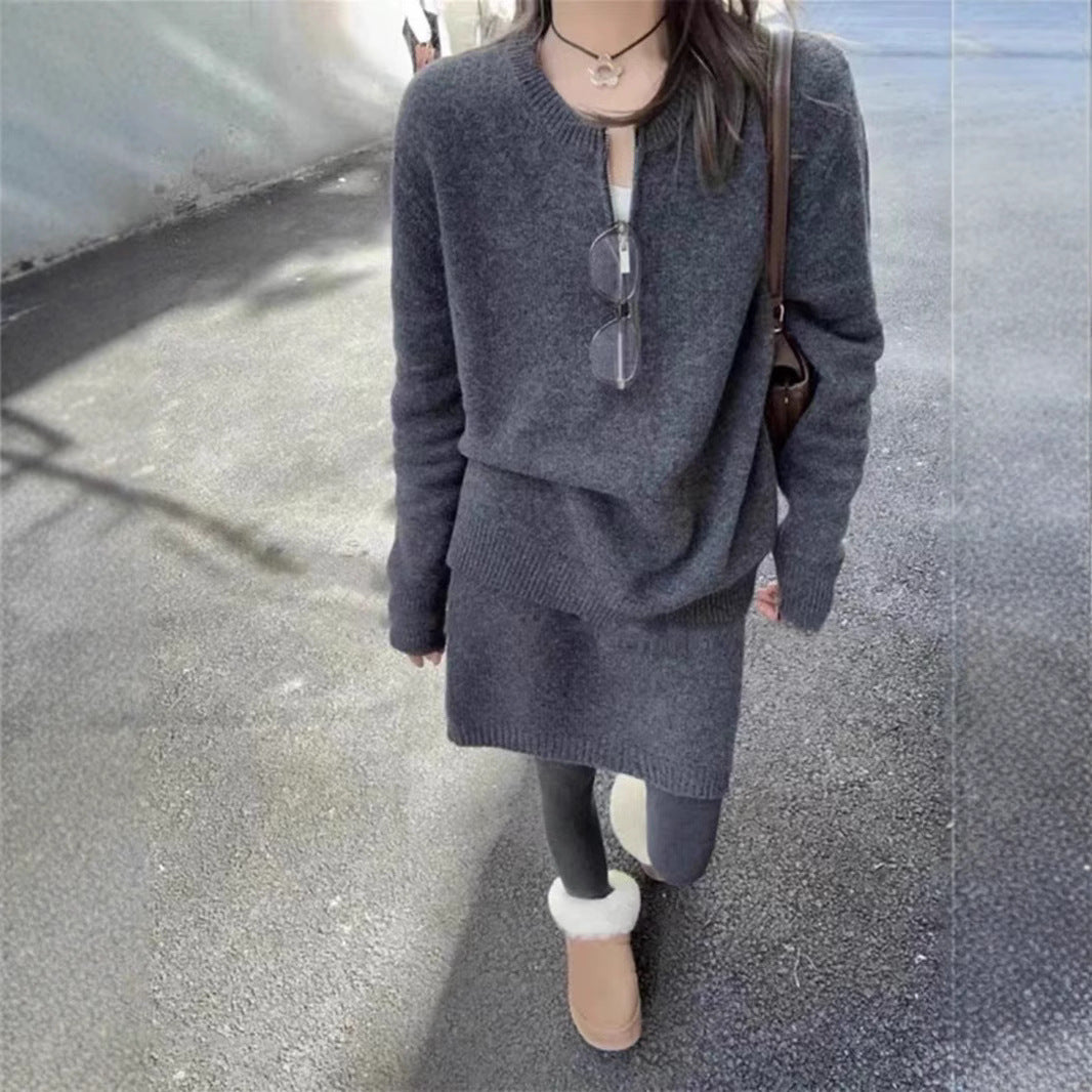 Damen Strickpullover mit modernem Schnitt und dekorativem Reißverschluss Drune