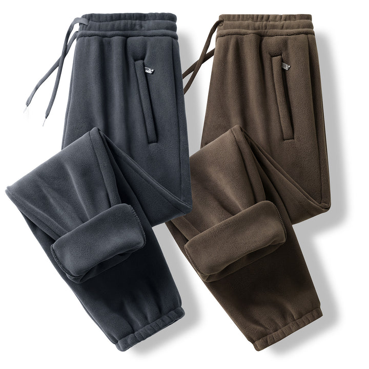 Herren Fleece-Jogginghose mit elastischem Bund, Kordelzug und gerippten Bündchen Drune