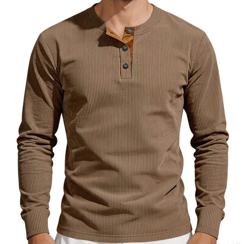 Herren Thermo-Ripp-Langarm-Henleyshirt mit Knopfleiste Drune