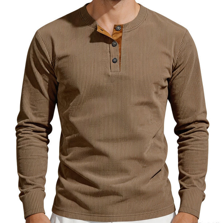 Herren Thermo-Ripp-Langarm-Henleyshirt mit Knopfleiste Drune