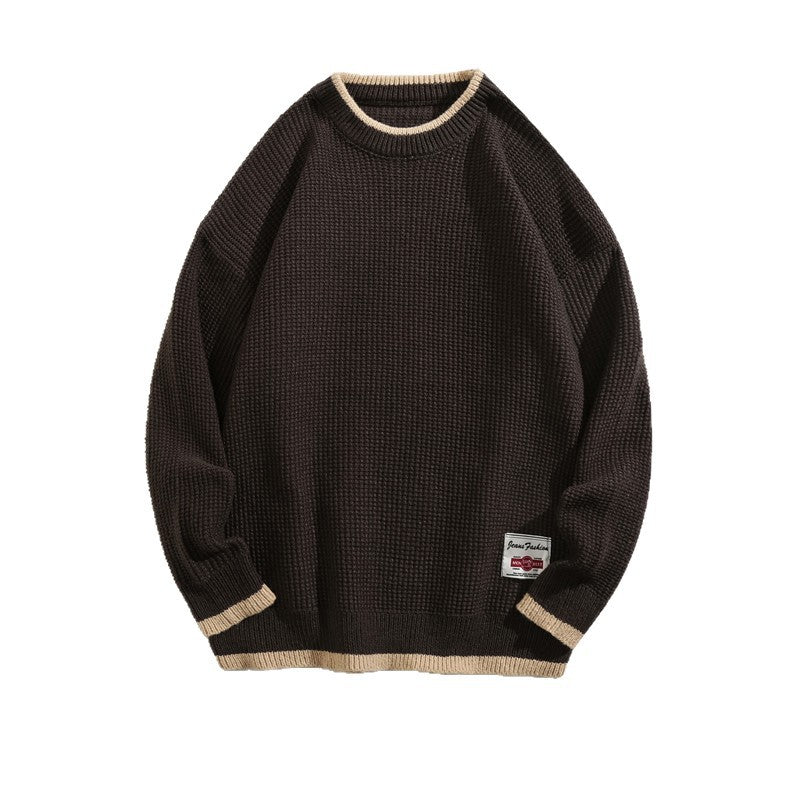 Herren Modischer Rippstrickpullover mit Rundhalsausschnitt Drune