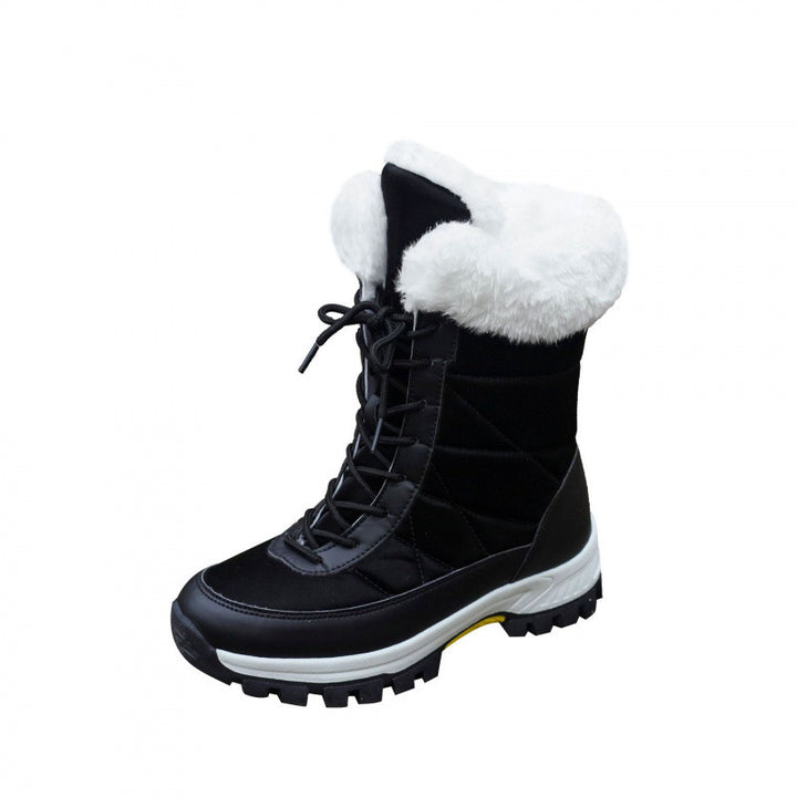Damen Winterstiefel mit Kunstfellkragen, gesteppter Schaft und profilierter Thermosohle Drune