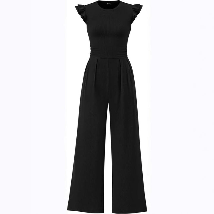 Damen eleganter Jumpsuit mit Puffärmeln und weitem Bein Drune