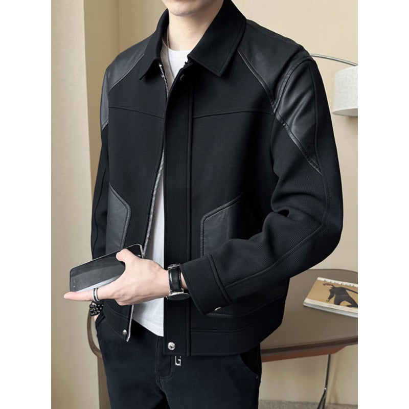 Herren Urbaner Steppjacke mit Lederdetails Drune