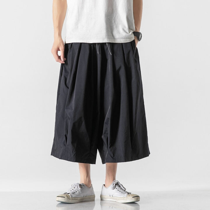 Herren Weit geschnittene Culotte-Loungehose mit tiefem Schritt und elastischem Tunnelzug Drune