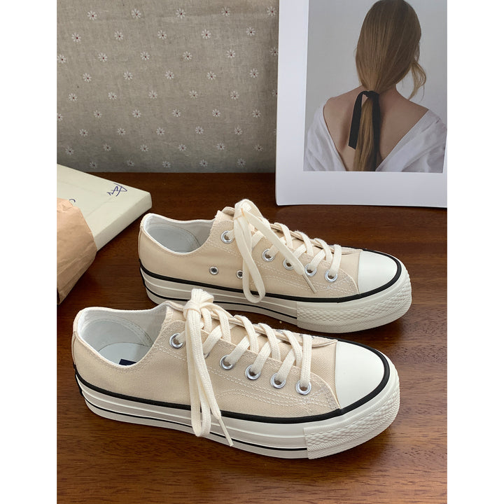 Damen Plateau-Sneaker aus robustem Canvas mit klassischem Schnürdesign und flexibler Sohle Drune