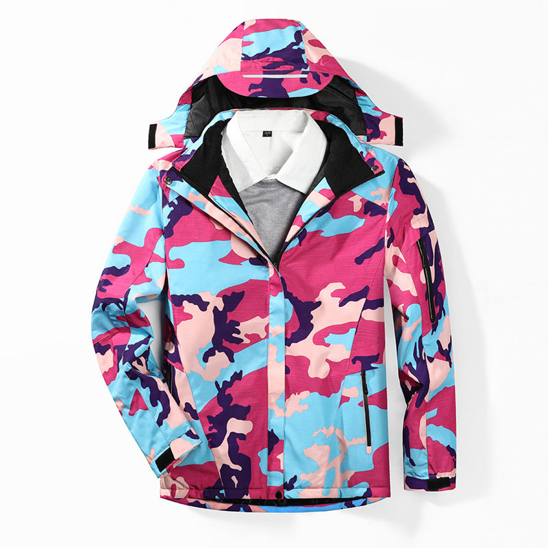 Herren Camouflage Regenjacke mit Kapuze und verstärkten Reißverschlusstaschen Drune