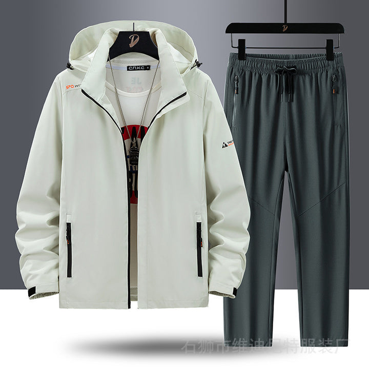 Herren Tragbare Outdoor-Jacke mit sportlichen Jogginghosen Drune