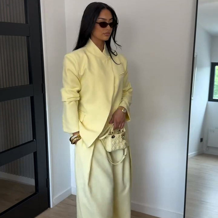Damen Zweiteiliges Oversize-Sakko mit Stehkragen und weite Bundfaltenhose Drune