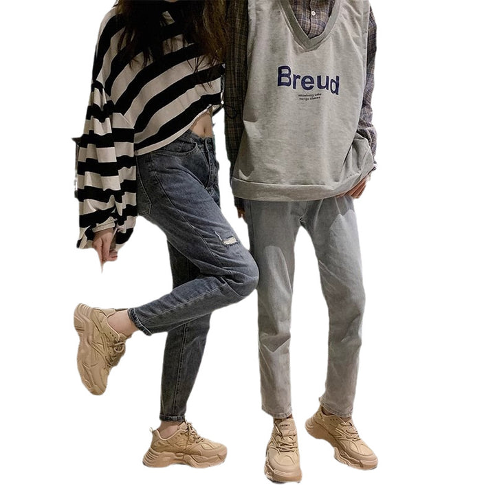 Unisex auffällige Chunky-Sneaker mit atmungsaktivem Mesh-Obermaterial, gepolsterter Fersenkammer und profiliertem Plateau-Absatz Drune