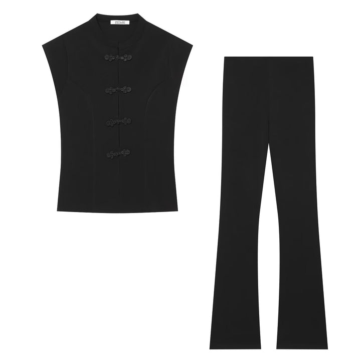Damen Hochtaillierte Jersey‑Schlaghose mit elastischem Bund Drune