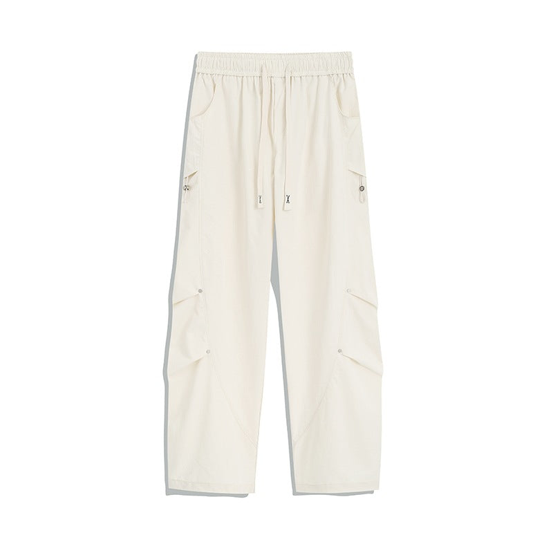 Herren Utility-Cargo-Loungehose mit Tunnelzugbund, Mehrfachtaschen & weitem Bein Drune