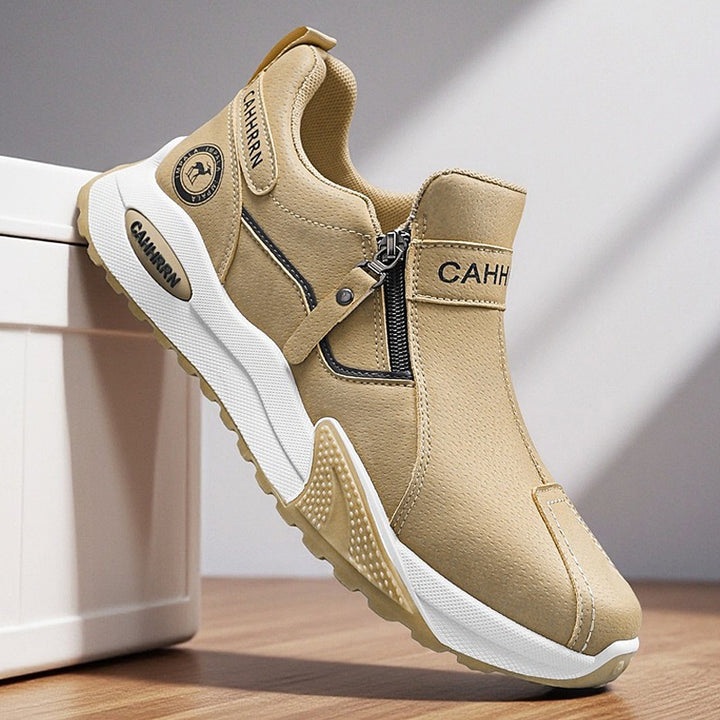 Herren robuste Outdoor-Sneaker mit seitlichem Reißverschluss, gepolstertem Knöchelkragen und griffiger Profilsohle Drune