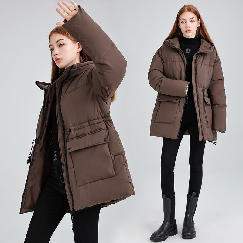 Damen Wattierter Parka mit Kapuze, Tunnelzug und Pattentaschen Drune