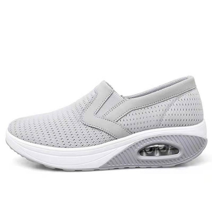 Damen Gestrickte Slip-On-Walking-Sneaker mit sichtbarer Luftkapsel und ergonomischer Plateausohle Drune