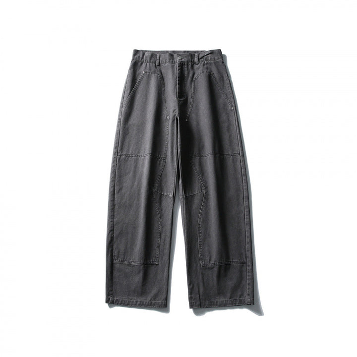 Herren Weite Utility-Hose im Workwear-Look mit Knie-Patches und geradem Bein Drune