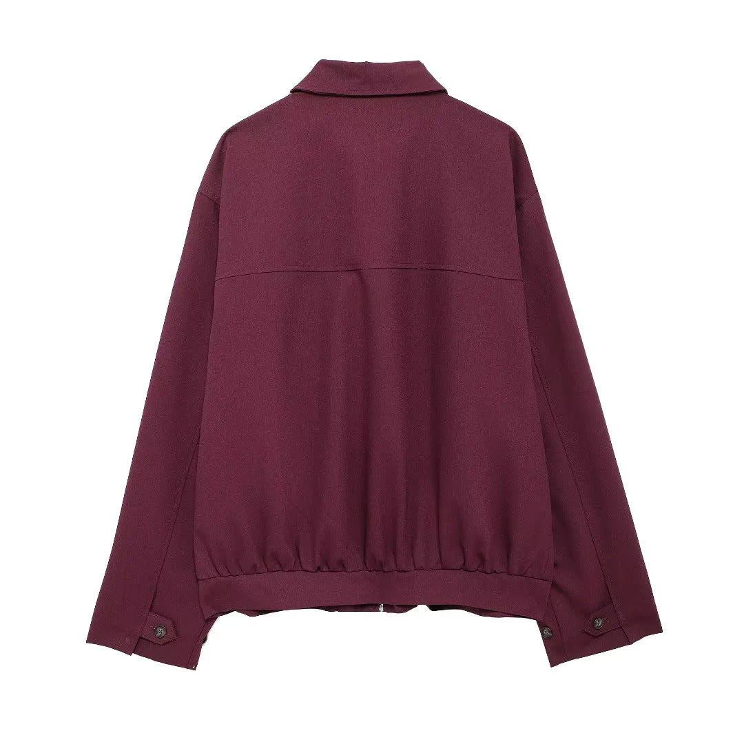 Herren nan minimalistische Harrington-Jacke mit durchgehendem Reißverschluss, Hemdkragen und Brustleistentasche Drune