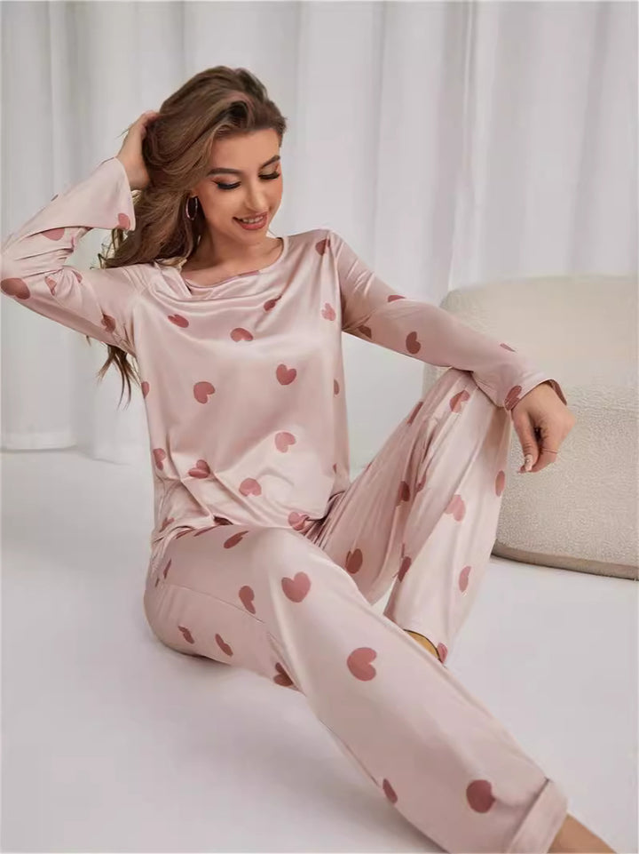 Damen Satin Pyjama Set Drune