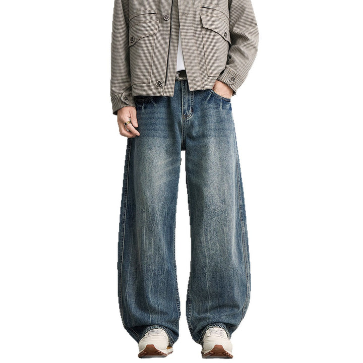 Herren Ultraweiter Relaxed-Fit Denim-Jeans mit Vintage-Waschung Drune