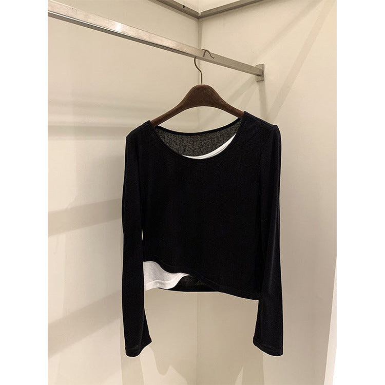 Damen Lässiges Langarmshirt mit asymmetrischem Schnitt Drune
