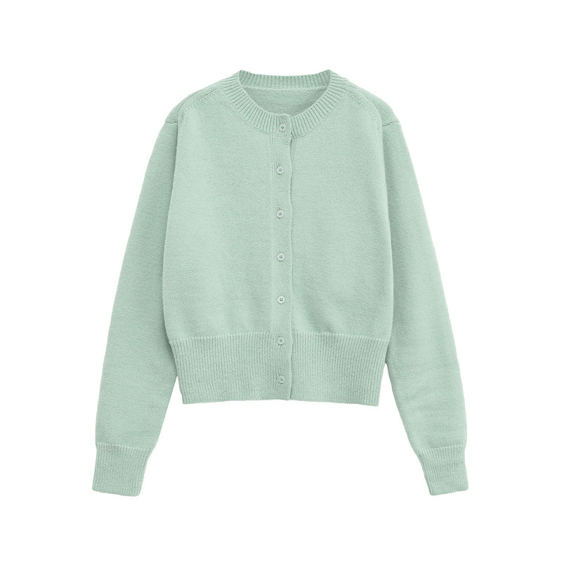 Damen Kurze Strickjacke mit Knopfverschluss und Rippdetails Drune
