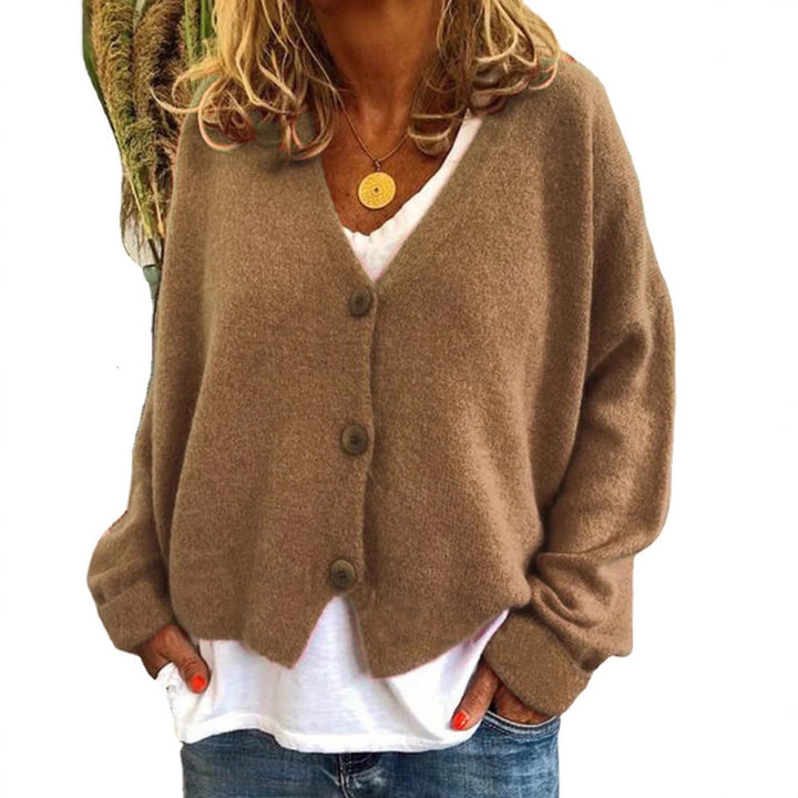 Damen kuschelige Strickjacke mit Knöpfen und modernem Schnitt Drune