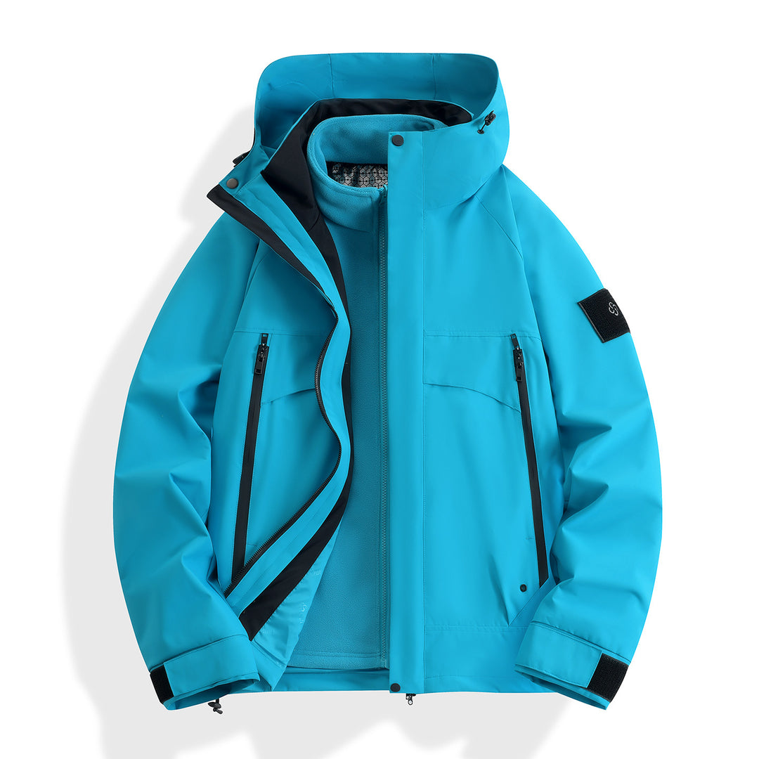 Damen wasserdichter modularer Parka mit abnehmbarer Fleece-Innenjacke und technischer Kapuze Drune