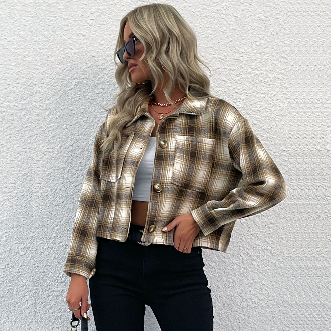 Damen Karierte Bomberjacke Drune