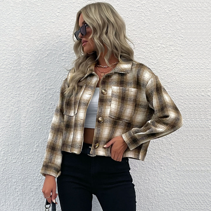 Damen Karierte Bomberjacke Drune