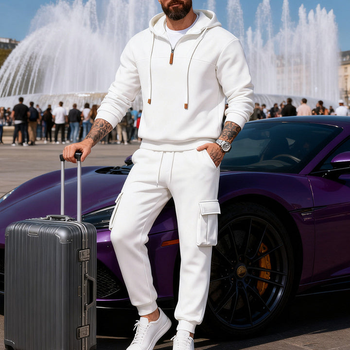 Herren Cargo-Joggerhose mit multifunktionalen Klapptaschen elastischem Bund und gerippten Bündchen Drune
