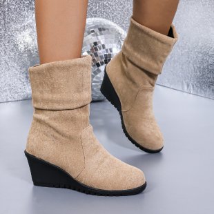 Damen Modische Wedge-Stiefeletten aus weichem Wildleder Drune