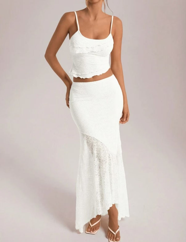 Damen Spitzen Set mit Rüschendetails Drune