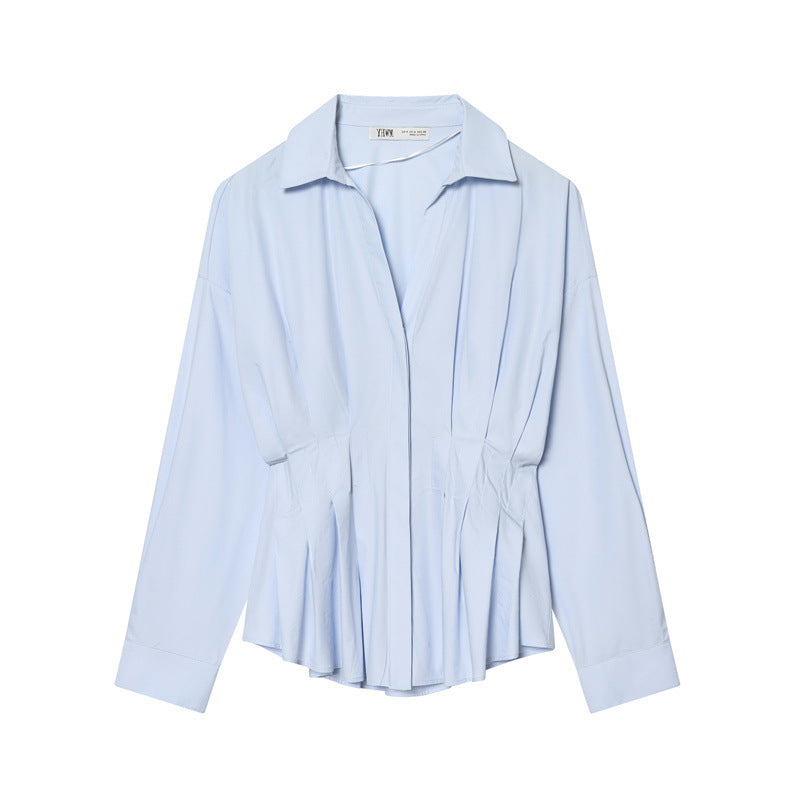 Damen 40+ taillierte gestreifte Hemdbluse mit Wickeloptik und Kentkragen Drune